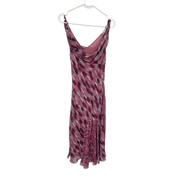 MOSCHINO CHEAP AND CHIC SZ 8 Y2K SILK ABSTRACT DRAPPED SLEEVELESS MIDI DRESS - Picture 1 of 11